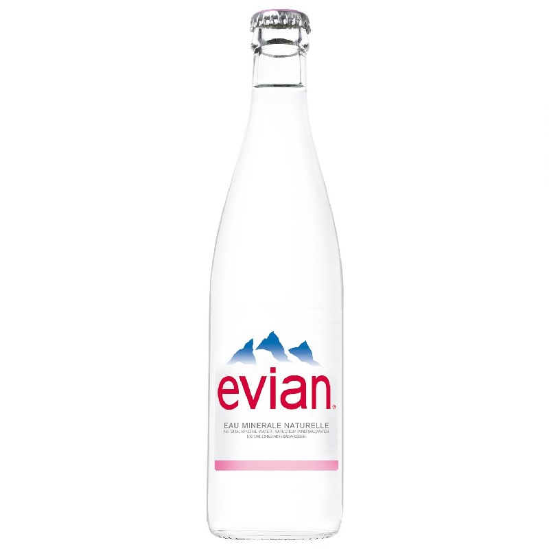 Lot de 12 bouteilles de 1 L d'eau minérale naturelle Evian.